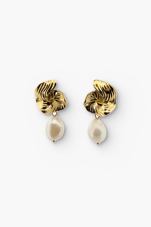 Swirl Knot and Baroque Pearl Drop Earrings