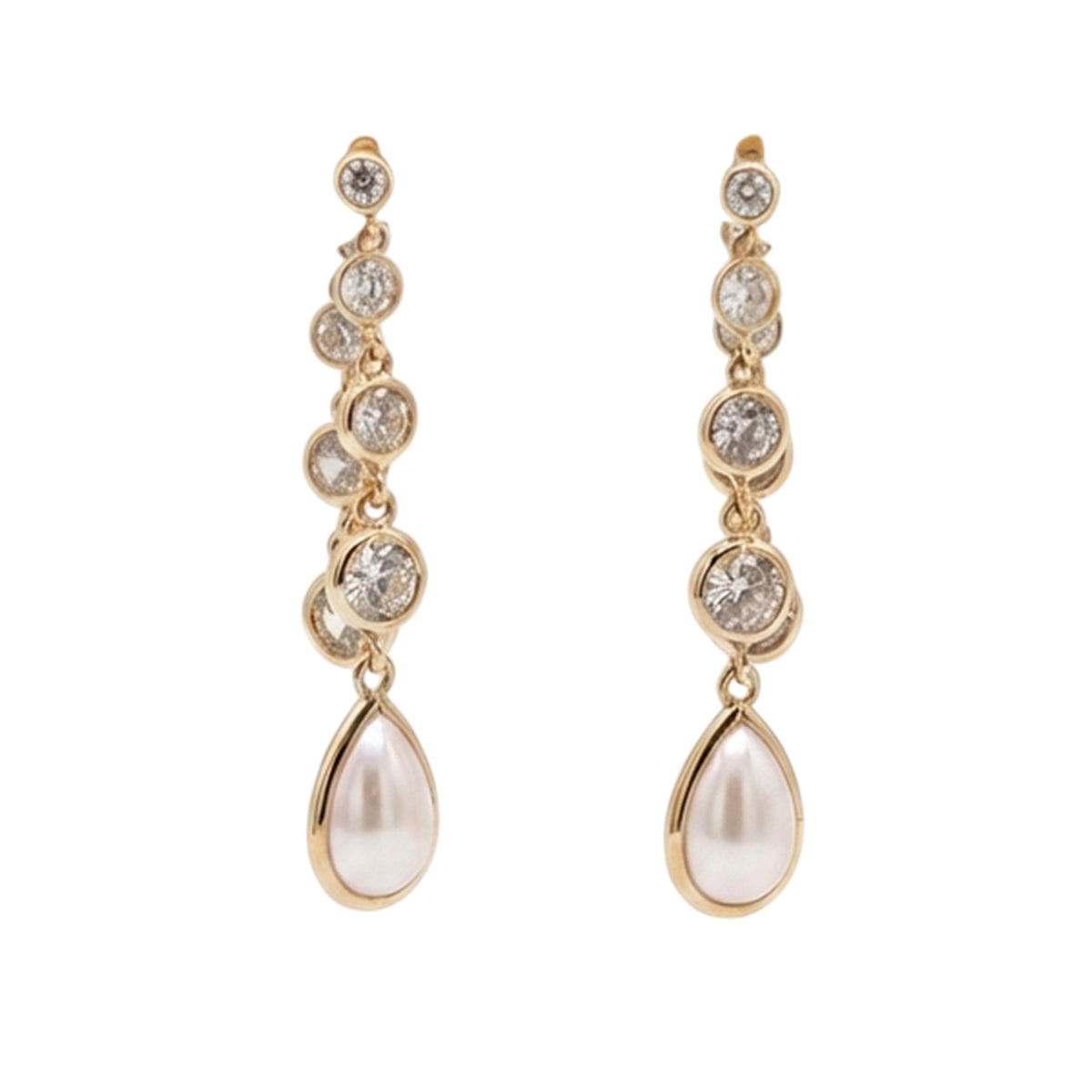 Gold Cream Chandelier Earrings