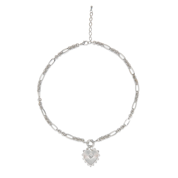 Shining Heart Pendant Necklace in Silver