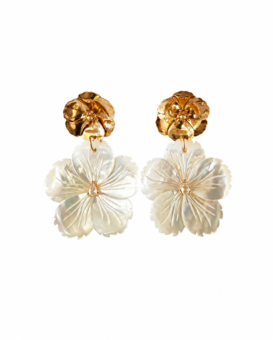 Mother of Pearl Flower Drop Earrings