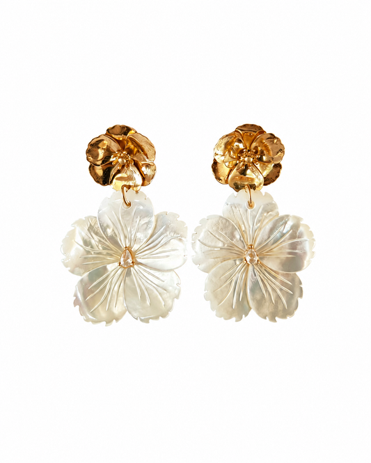 Mother of Pearl Flower Drop Earrings