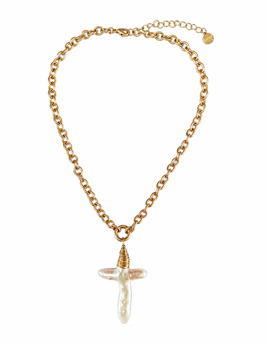 Mother of Pearl Cross Pendant Necklace