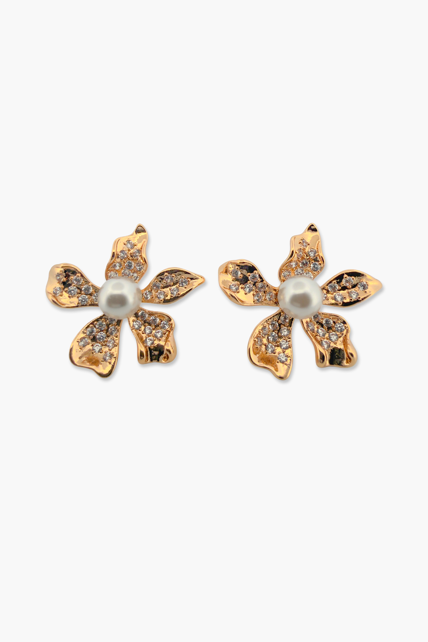 Crystal Stone Flower Stud Earrings