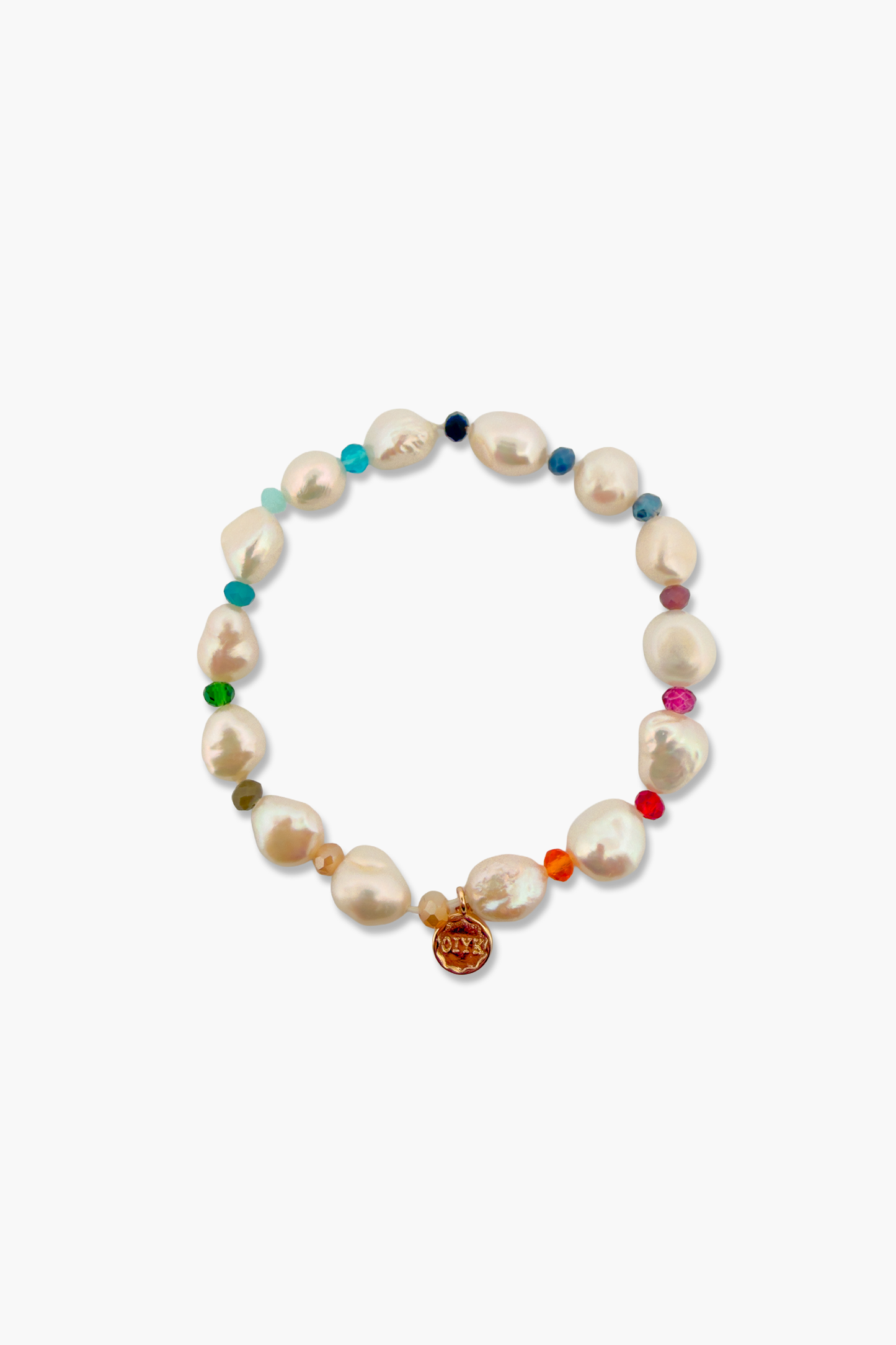Freshwater Pearl and Multicolor Gemstones Bracelet