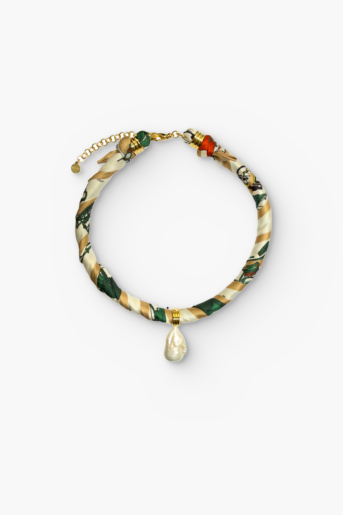 Scarf Wrapped Baroque Pearl Necklace