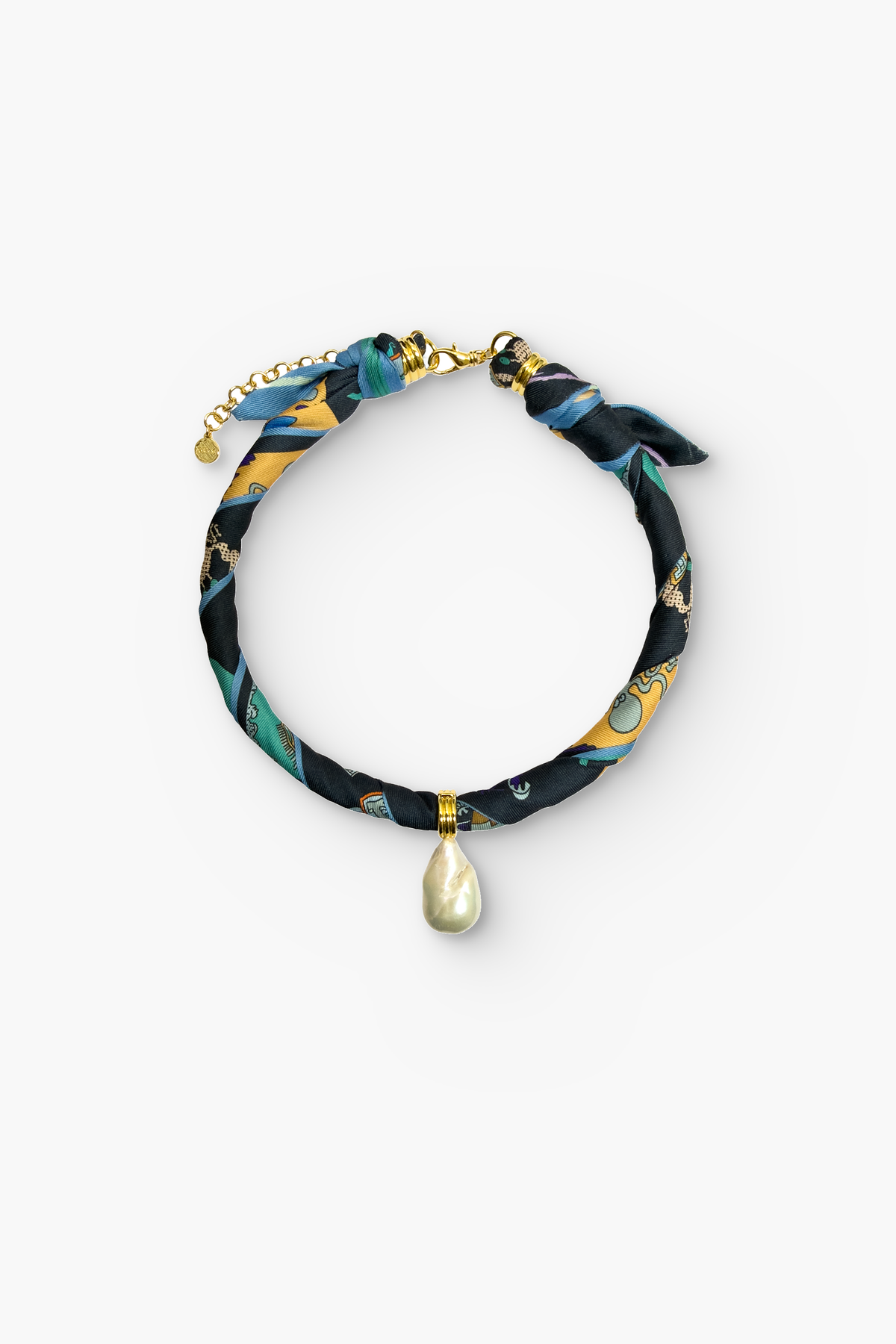 Scarf Wrapped Baroque Pearl Necklace