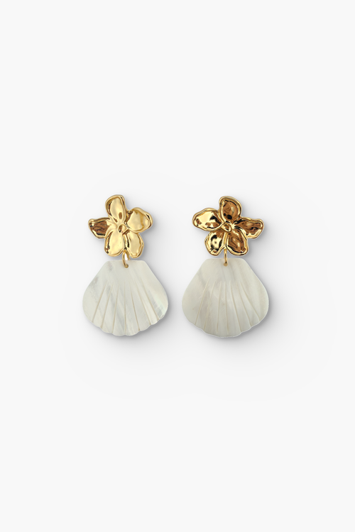 Sculpted Mother of Pearl Shell Drop Earrings