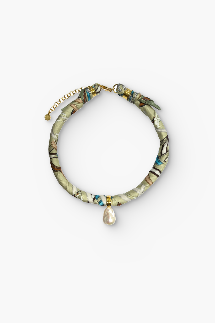 Scarf Wrapped Baroque Pearl Necklace
