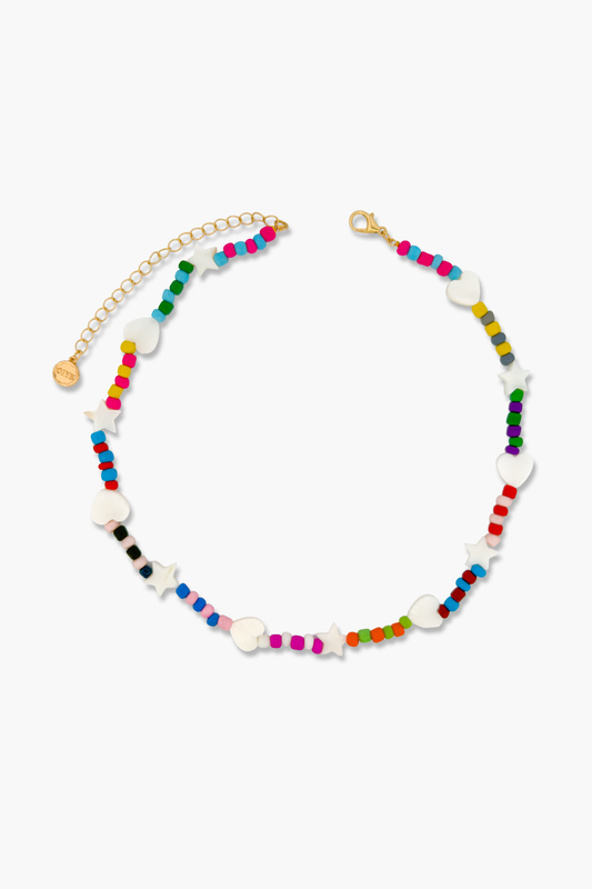 Star and Heart Shell with Seed Beads Necklace
