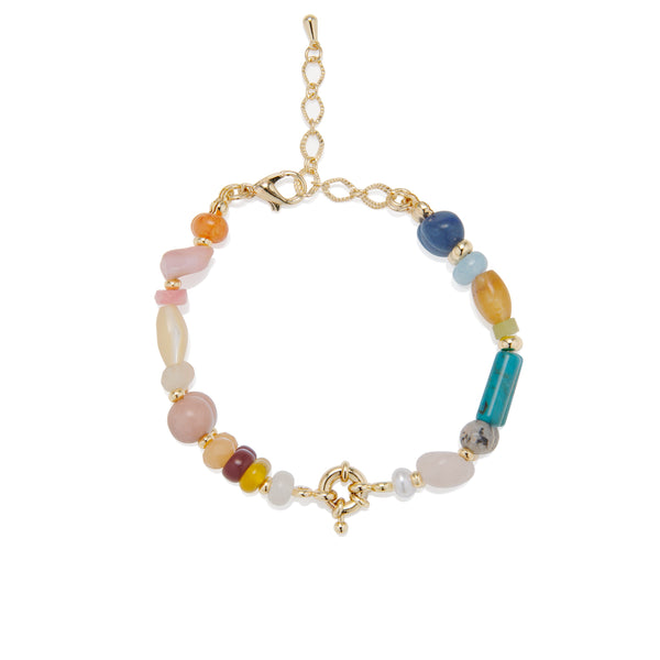 Multicolor Sea Stones & Gold Bracelet