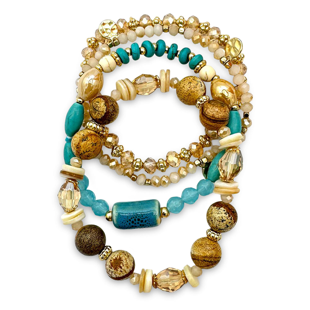Layered Torquoise & Beads Bracelet