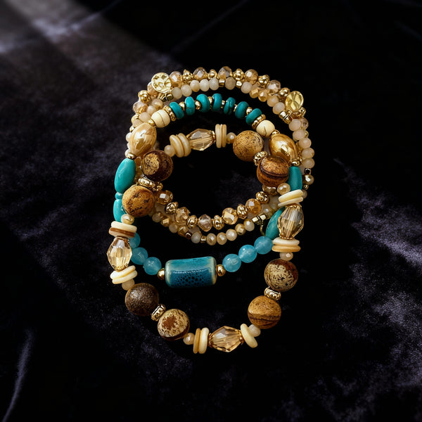 Layered Torquoise & Beads Bracelet