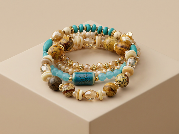 Layered Torquoise & Beads Bracelet