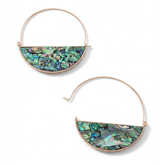 Half Round Wire Shell Hoop Earrings