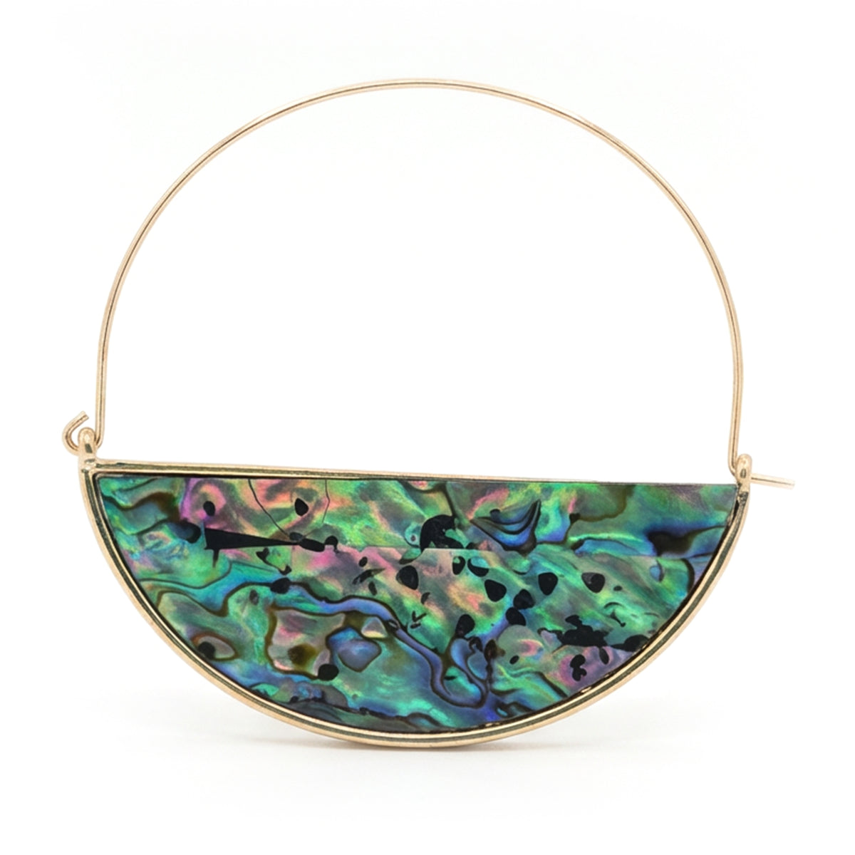 Half Round Wire Shell Hoop Earrings