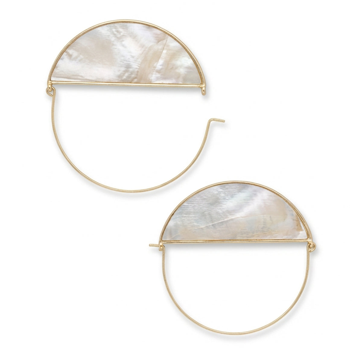 Half Round Wire Shell Hoop Earrings