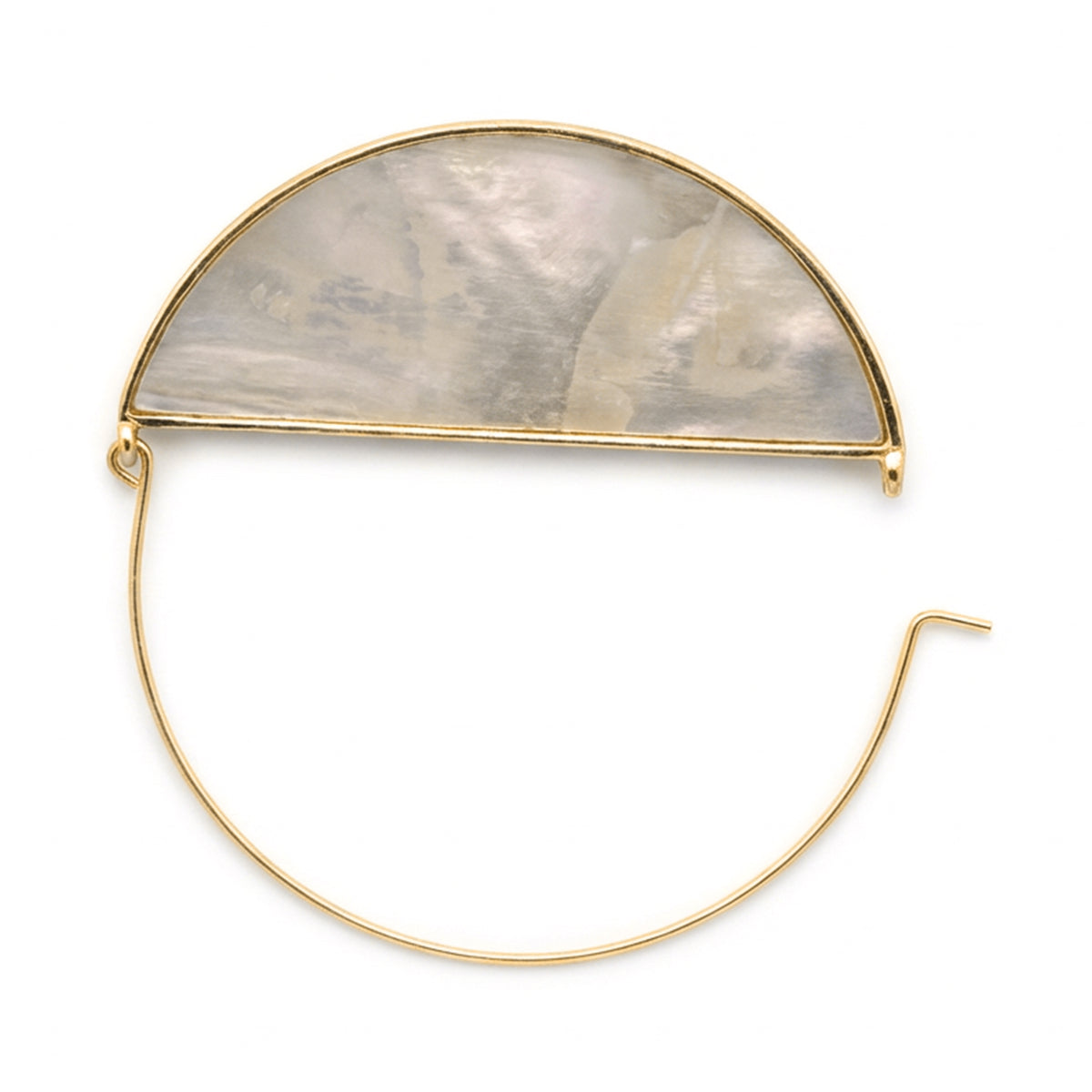 Half Round Wire Shell Hoop Earrings