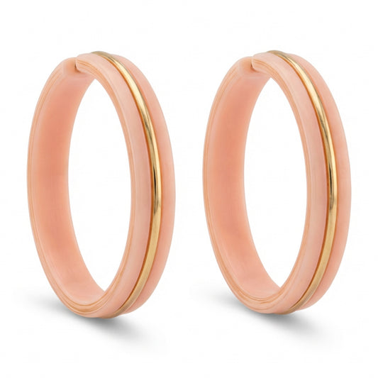Beige Resin Hoop Post Earrings
