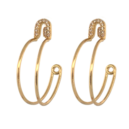 Chrome Fish Hook Crystal Chain Drop Earrings