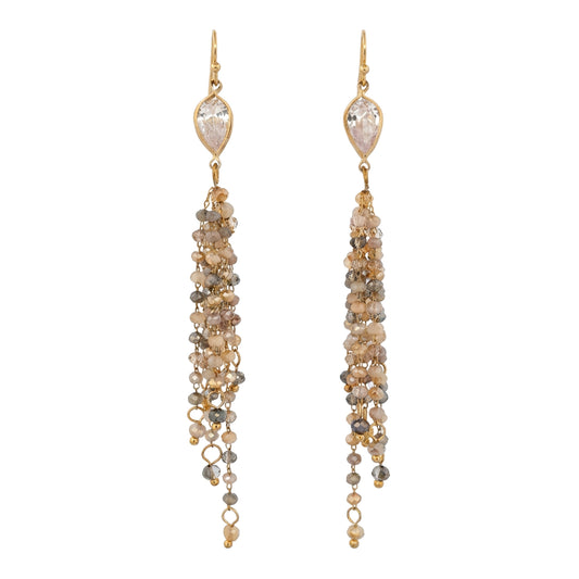Fish Hoop Glass Bead Chain Earrings