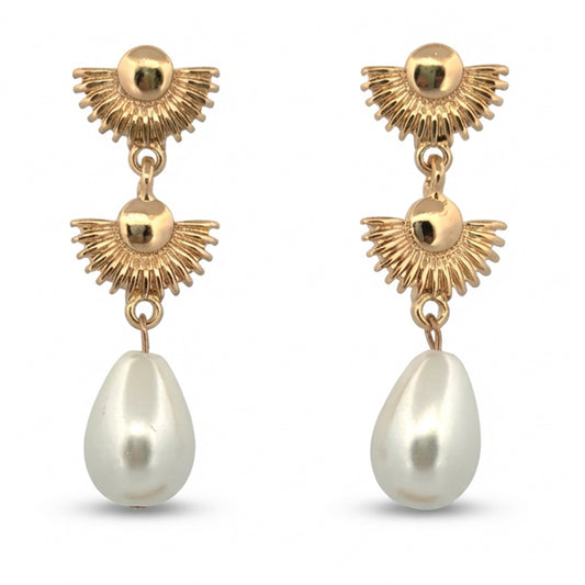 Brass Post Earrings in Gold Cream