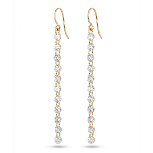 Crystal Chain Drop Fish Hook Earrings