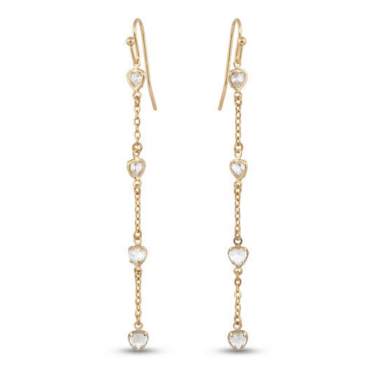Fish Hoop Crystal Heart Chain Drop Earrings
