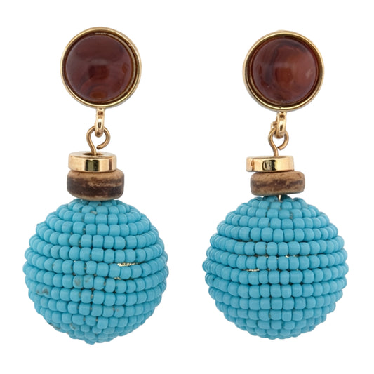 Post Seed Bead Balls Drop Earrings