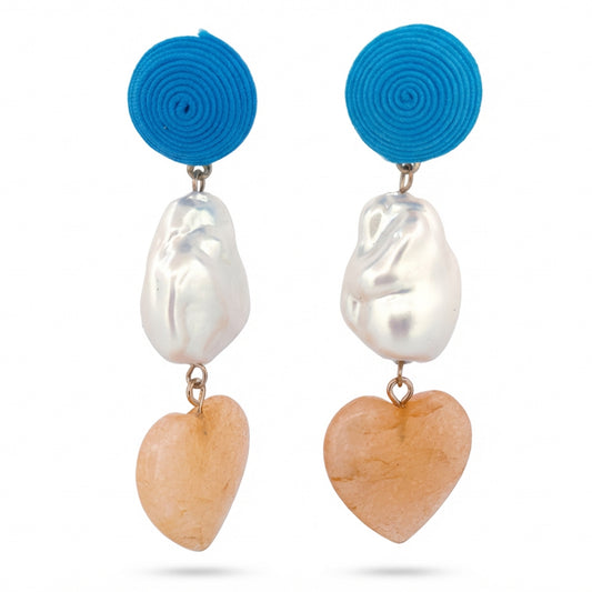 Gold Turquoise Thread Post Earrings