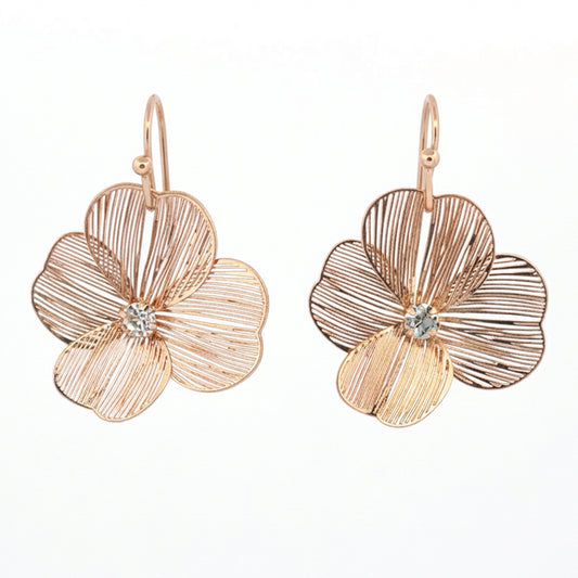 Fish Hook Metal Flower Post Earrings