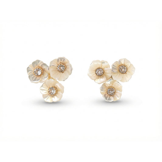 Cream Gold Drop Earrings