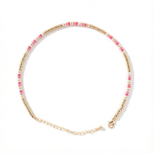 Brass Rubber Gold Beaded Necklace