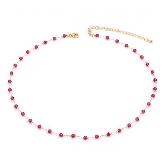 Spaced Gemstone Gold Beaded Necklace