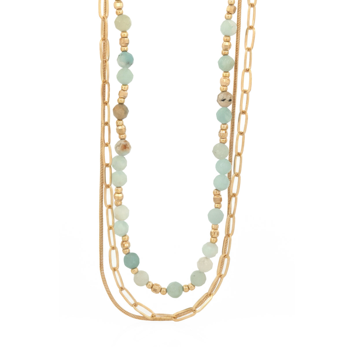 Layered Stone Bead Necklace