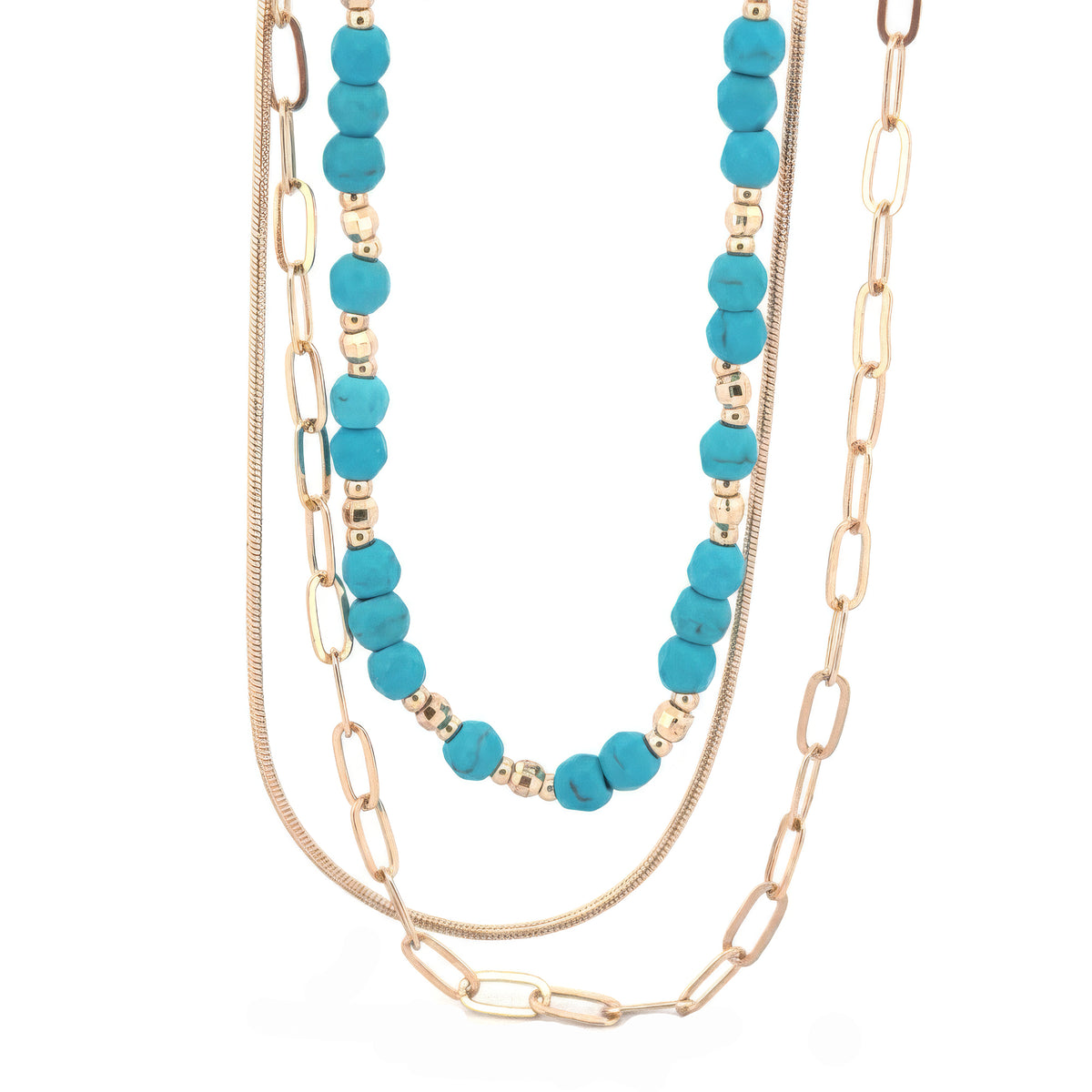 Layered Stone Bead Necklace