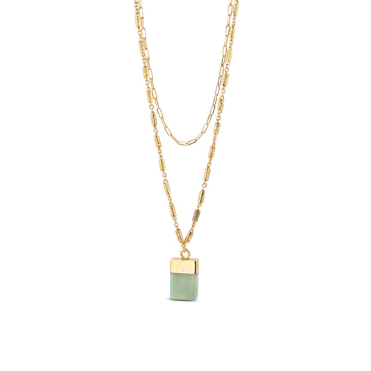 Amazonite Gold Beaded Necklace