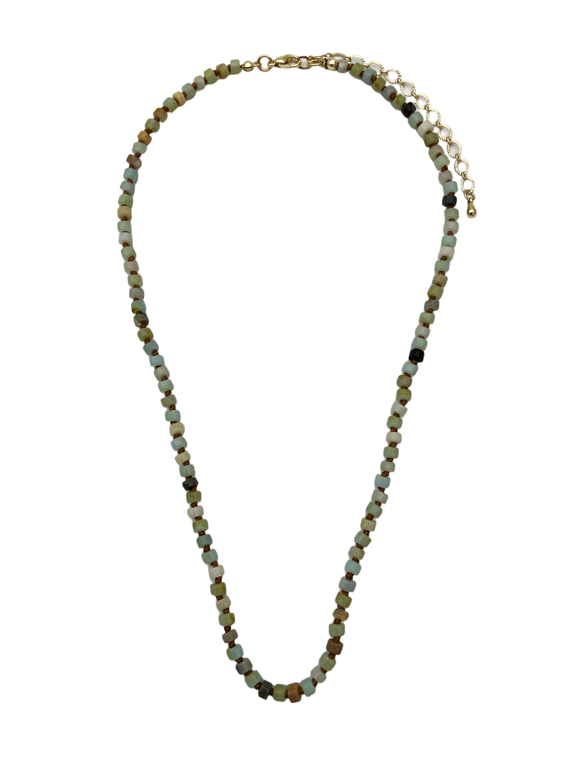 Gem Bead Thread Knot Necklace