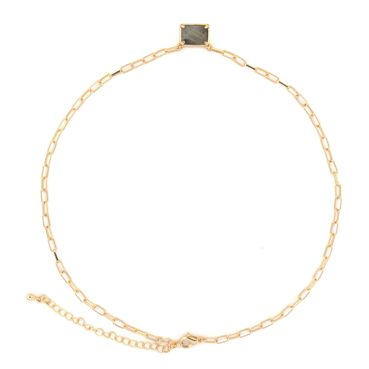 Stone Pendant Paper Clip Chain Necklace