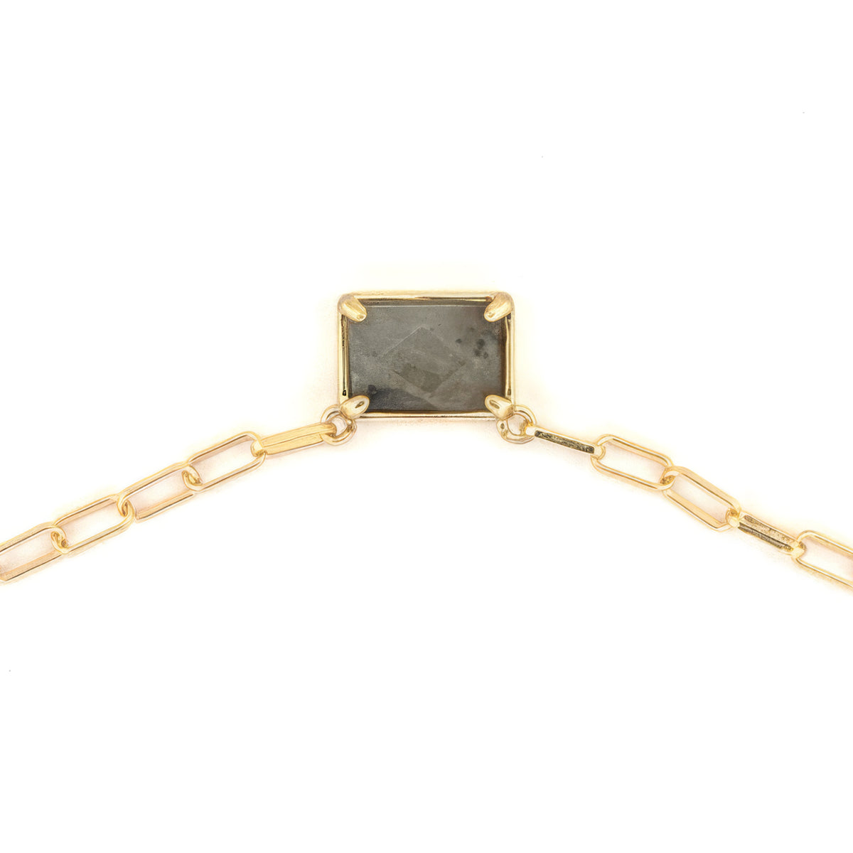 Stone Pendant Paper Clip Chain Necklace