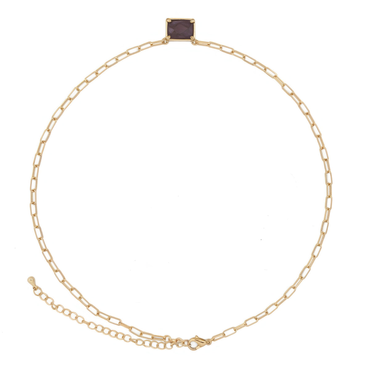 Stone Pendant Paper Clip Chain Necklace