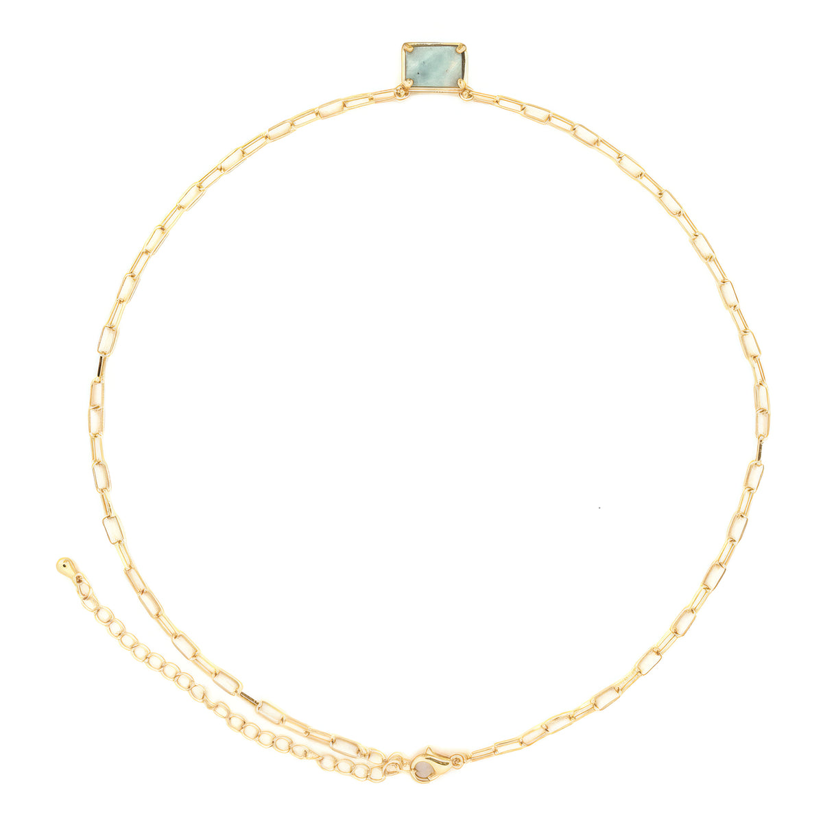 Stone Pendant Paper Clip Chain Necklace