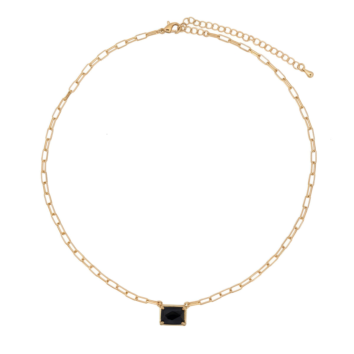 Stone Pendant Paper Clip Chain Necklace
