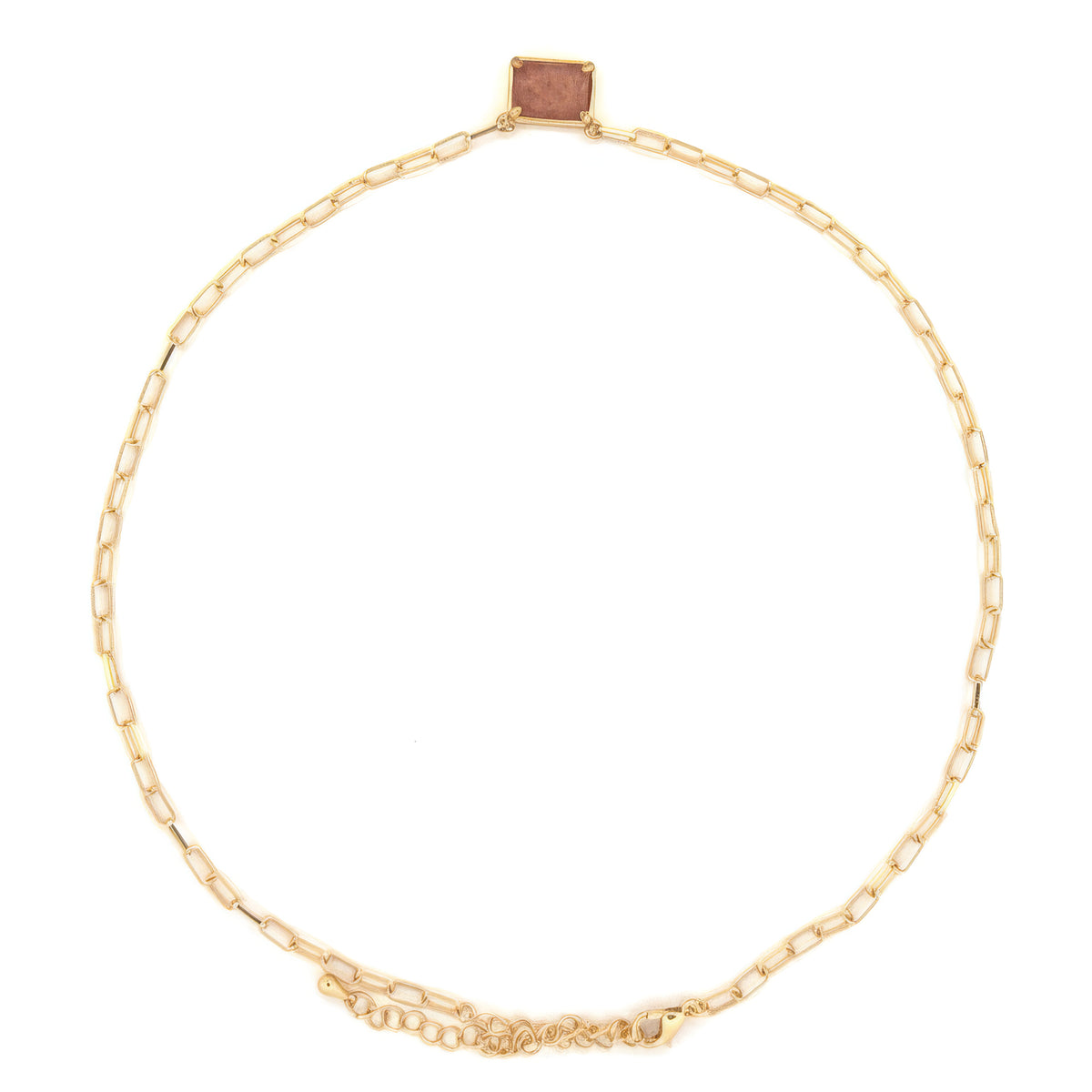 Stone Pendant Paper Clip Chain Necklace
