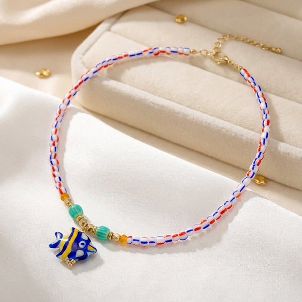 Blue Lagoon Fish Charm Choker