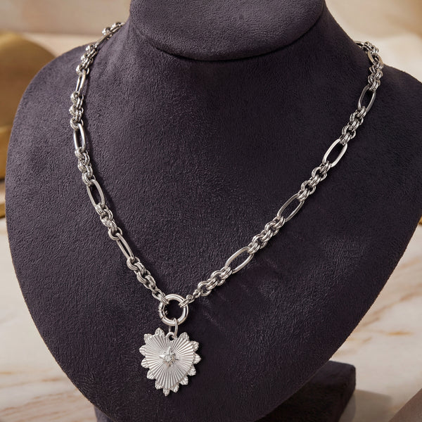 Shining Heart Pendant Necklace in Silver