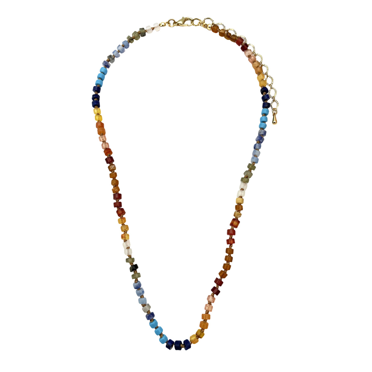 Gem Bead Thread Knot Necklace
