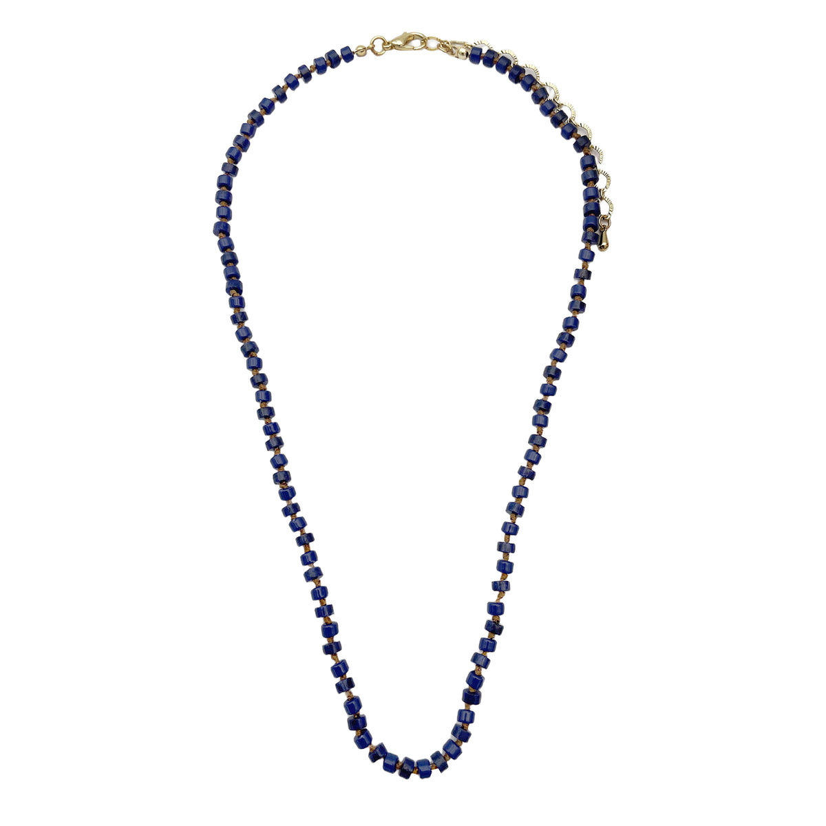 Gem Bead Thread Knot Necklace