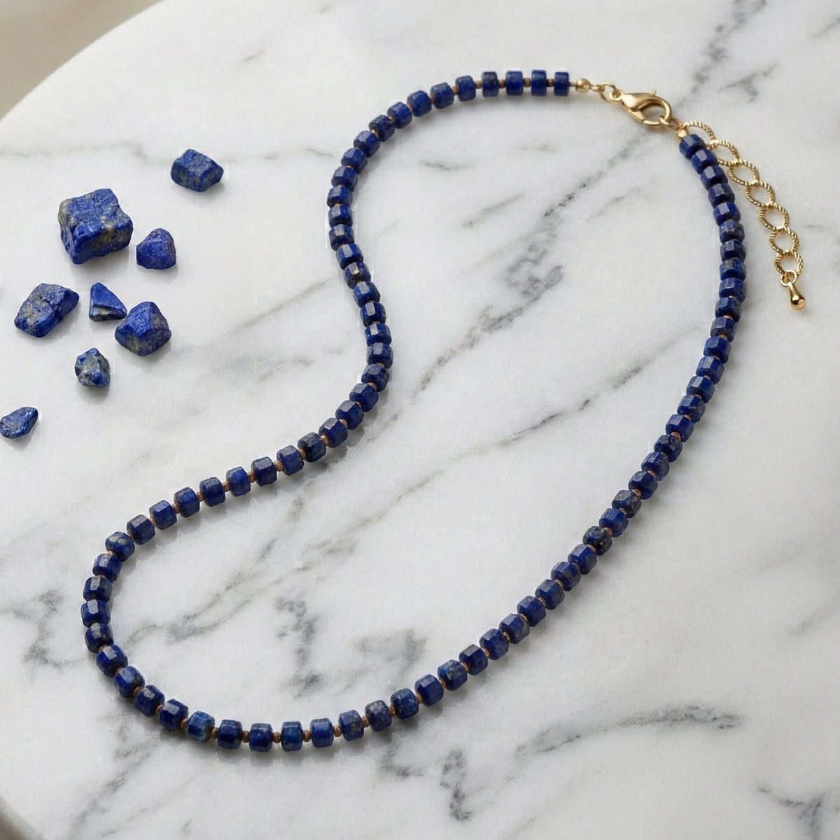 Gem Bead Thread Knot Necklace