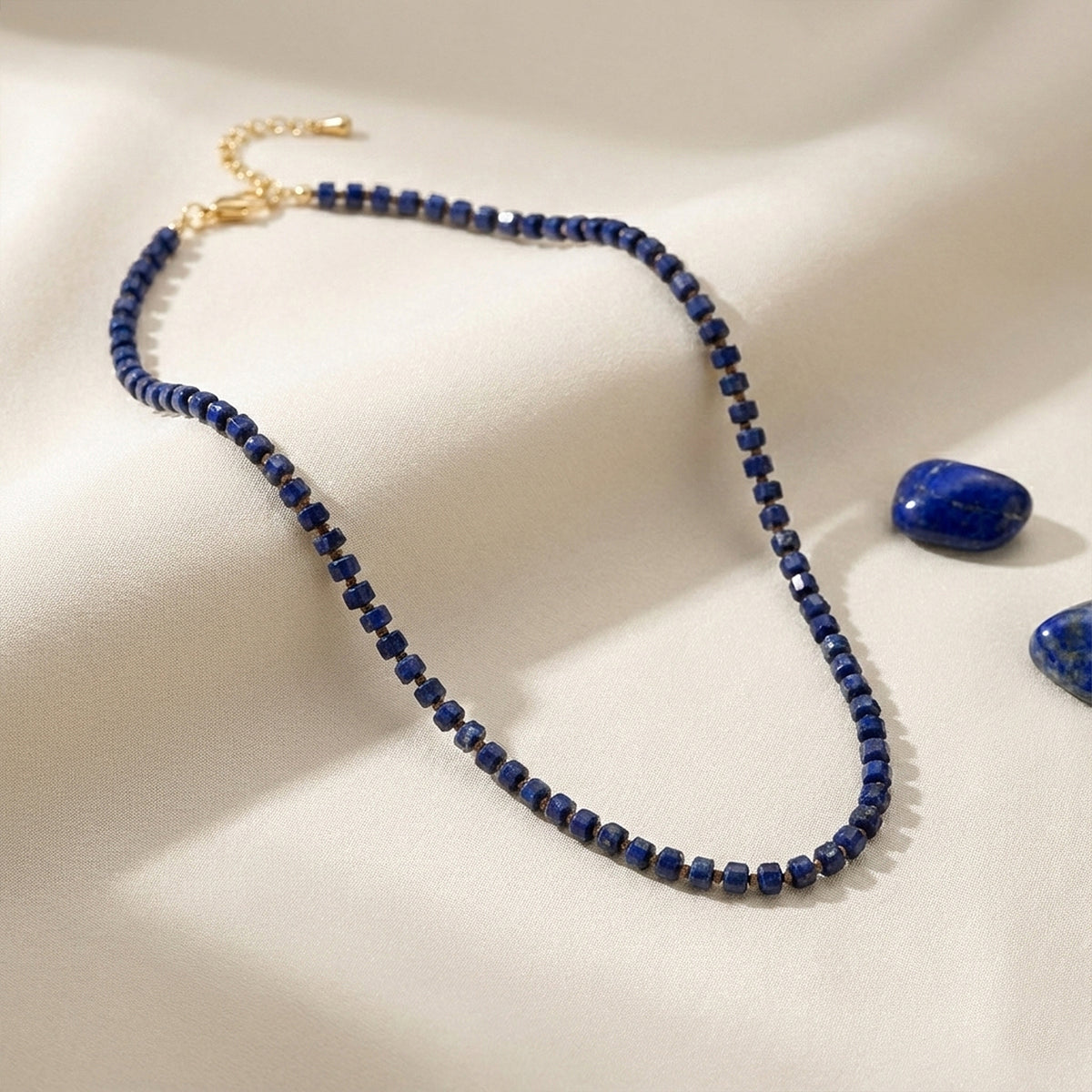 Gem Bead Thread Knot Necklace