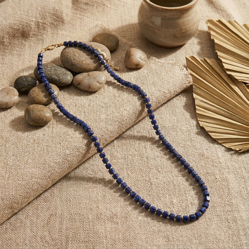 Gem Bead Thread Knot Necklace